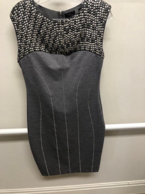 ted baker silver dress Ted Baker London Mini Sheath Dress Cocktail Silver Gray Satin Size 5 (XL)